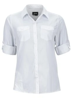 Marmot Wm's Annika LS S|Damen|080 - White Wm's Annika LS 10 Marmot Wm's Annika LS S|Damen|080 - White Wm's Annika LS -Angebote Abenteuer Set Store 56300 080 front rolled sleve wms annika ls 2 1280x1280