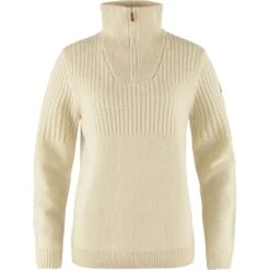 FJÄLLRÄVEN Övik Half Zip Knit W 113 - Chalk White XS Övik Half Zip Knit W
