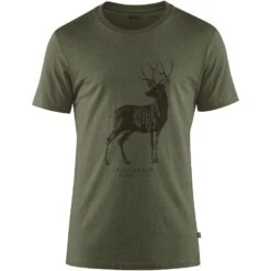 FJÄLLRÄVEN Deer Print T-Shirt M XS, Tarmac, Herren Deer Print T-Shirt M