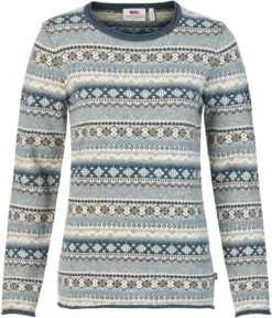 FJÄLLRÄVEN Övik Folk Damen Strick Sweater XS, Frost Green, Damen Övik Folk Damen Strick Sweater